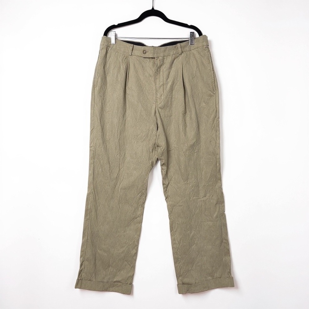 Vintage 100% Linen Trousers Pleated 38x32 fits 37x31‎ Khaki Tan Old Money Preppy